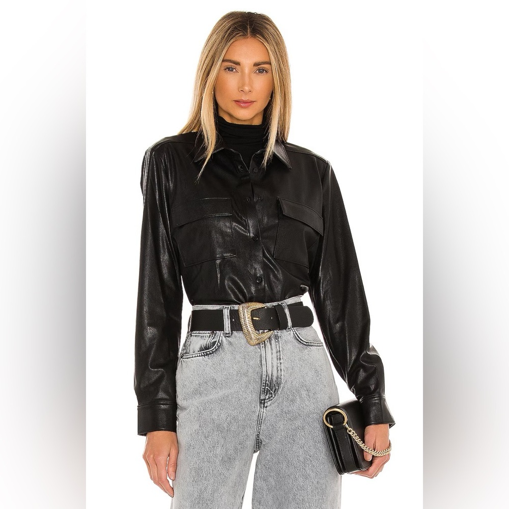 Amanda Uprichard X REVOLVE Fritzi Leather Top Size Small